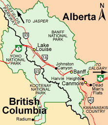 Map of the Alberta Rocky Mountains