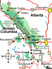 Map of the Canadian Roccky Mountains