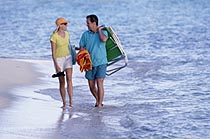 Couple walking on beach