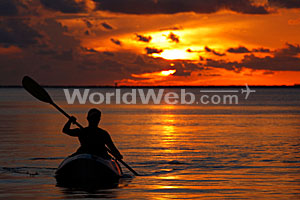 Sea Kayaking, Sunset, the Bahamas, the Caribbean