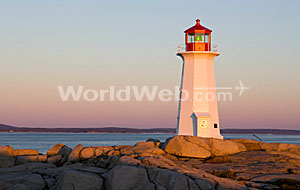 Peggy's Cove, Lighthouse on Coast of Atlantic Ocean, Nova Scotia, Canada