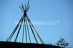 A Teepee Frame against a Blue Sky, Northwest Territories, Canada