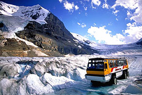 Snow Coach on Athabasca Glacier near Banff