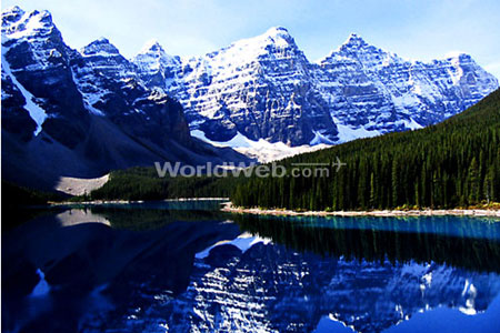 The Glacier Fed Moraine Lake Near Banff