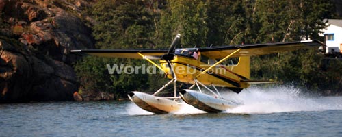 A Floatplane Lands on Great Slave Lake, Northwest Territories