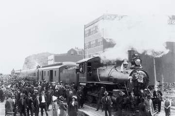 Crowd by Train, Prince Rupert, BC