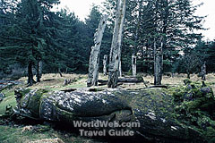 Click here to send this image of fallen totem poles on the Queen Charlotte Islands as a free electronic postcard
