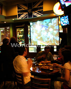 Flames Fans Catch a Game at the Drum and Monkey