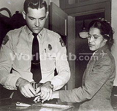 Rosa Parks being fingerprinted, 1955