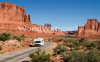 An RV  on the road