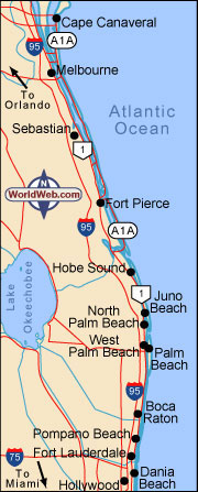 Map of Florida's East Coast