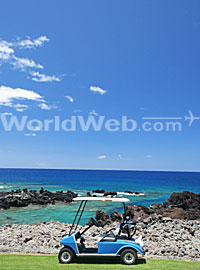 Golf Cart, Pacific Ocean, Big Island, Hawaii, USA