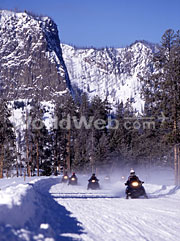 Snowmobilers by the West Entrance