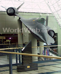 An SR-71 Blackbird on display at the Strategic Air & Space Museum