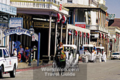 Horse-drawn carriages in Old Sacramento