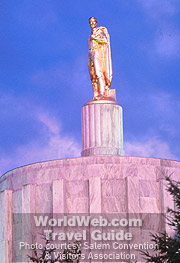 Statue representing the Oregon Pioneer on Oregon's State Capitol 